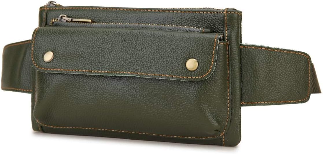 Unisex Brown Genuine Leather Waist Bag Messenger Fanny Pack Bum Bag For Men Women Travel Sports Running Hiking