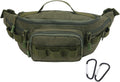Tactical Fanny Pack,Small Fishing Tackle Bag Water-Resistant Military Waist Bags Portable Fishing Storage Waist Packs for Outdoor Fly Fishing Hiking Climbing with 2 PCS Mini Carabiners (Green)