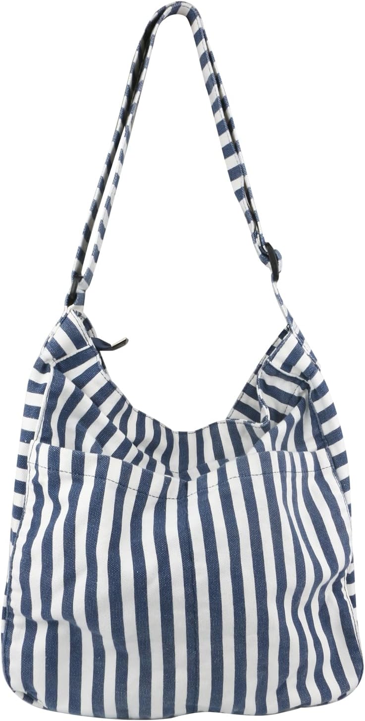 Canvas Hobo Crossbody Shoulder Tote Bag for Women and Men W/Multi-pocket Casual Purse Messenger Bags Travel Work