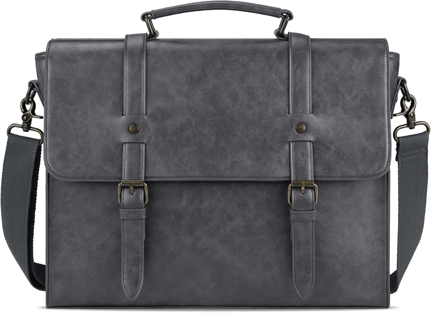 Leather Mens Messenger Bag Vintage 15.6 Inch Waterproof Leather Laptop Briefcase Satchel Shoulder Bag Computer Laptop Bag Grey