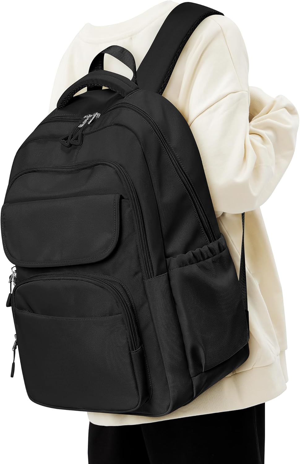 Backpack for Women Men, Waterproof High  Backpacks, Multifunction Casual Daypack, Classic Basic  Backpack, Middle  Bookbag for Teen  Boys, Children backpacks, Black