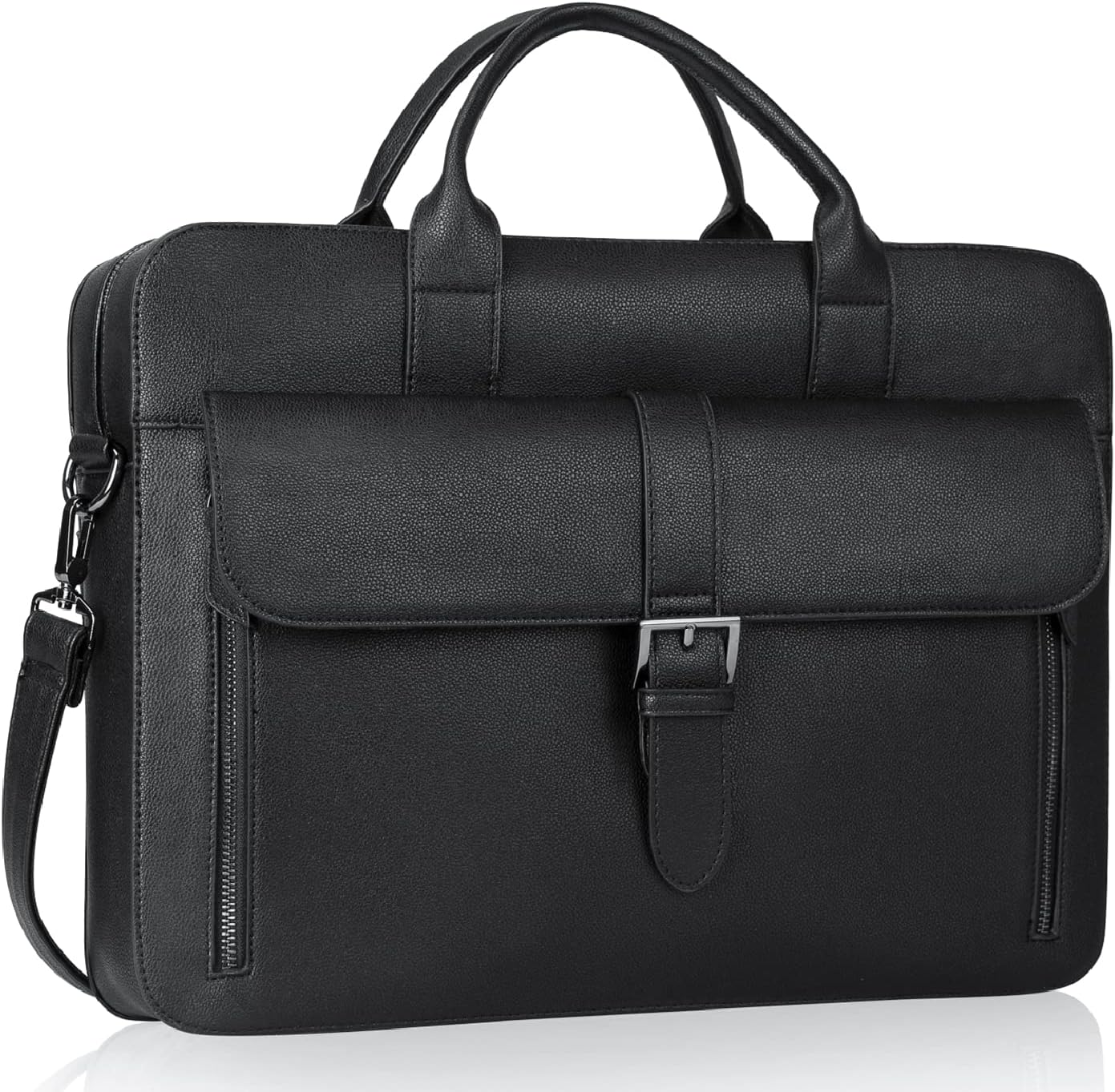 Laptop Briefcase 15.6 Inch, Men’s Briefcase for Business/Travel, Leather Computer Office Work Bag, Water Resistant Laptop Bag, Black