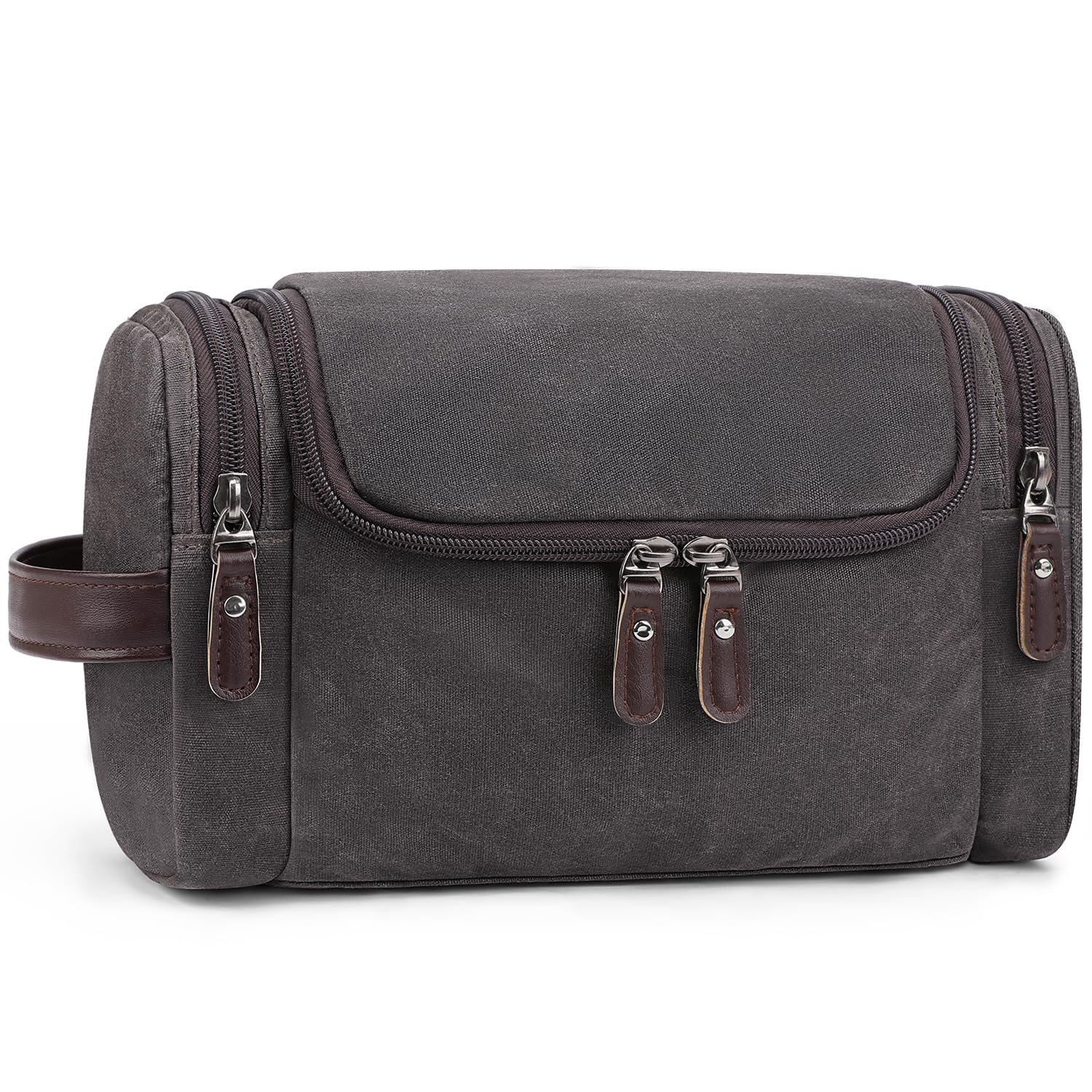 Travel Toiletry Bag for Men, Travel  Shaving , Waxed Canvas Mens Toiletry Travel Bag, Water Resistant Cosmetic Bag for Toiletries Accessories, Dark Grey